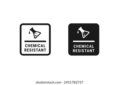 Chemical resistant mark or Chemical resistant sticker Vector Isolated. Best Chemical resistant mark for product packaging design element. Best Chemical resistant sticker for packaging design element.