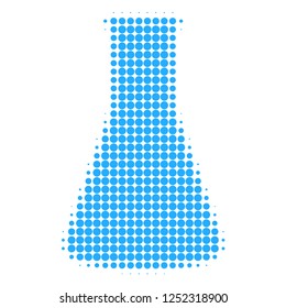 Chemical retort halftone dotted icon. Halftone array contains circle pixels. Vector illustration of chemical retort icon on a white background.