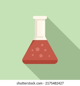 Chemical school flask icon flat vector. University study. College student