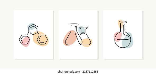 Chemical science continuous line posters.