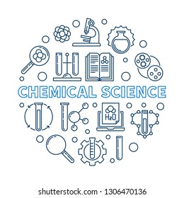 Chemical Science vector minimal round illustration in outline style