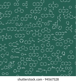 Chemical seamless background with formulas
