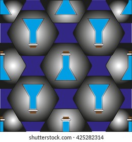 Chemical seamless pattern with flacks