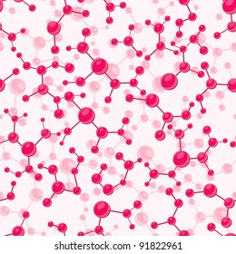 Chemical seamless pattern with pink molecule structure. Vector illustration. - Shutterstock ID 91822961