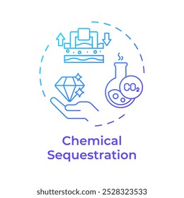 Chemische Sequestrierung blaues Farbverlauf-Konzept-Symbol. Kohlenstoffabscheidung und -verarbeitung. Industrielle Nebenprodukte. Runde Liniendarstellung. Abstrakte Idee. Grafikdesign. Benutzerfreundliche Infografik