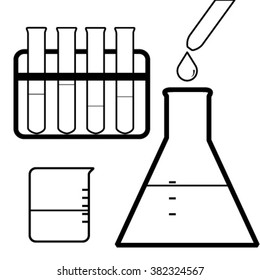 chemical set for science in lab.made form glass.