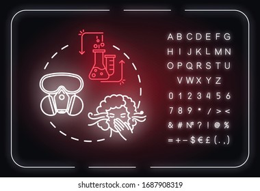 Chemical smells neon light concept icon. Flawed wine fermentation idea. Outer glowing sign with alphabet, numbers and symbols. Recognizing spoiled drink. Vector isolated RGB color illustration