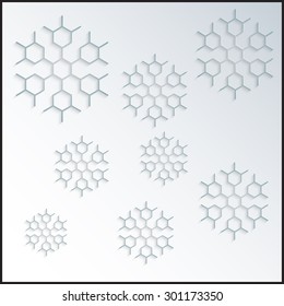 Chemical snowfall with stylized polyaromatic molecules.