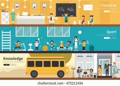 Chemical Sport Knowledge flat school interior outdoor concept web