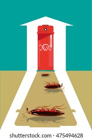 Chemical Spray Can effectively kills household cockroaches concept. Editable Clip Art.