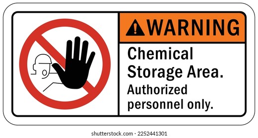 Chemical storage area sign and labels