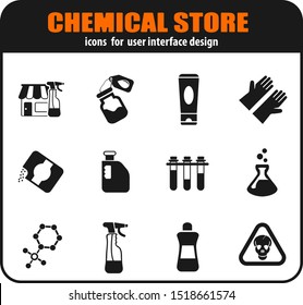Chemical store vector icon set for user interface design