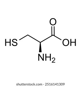 Fórmula estrutural química do aminoácido, cisteína