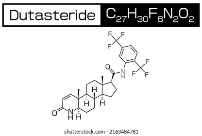 Chemical and structural formula of dutasteride, an ingredient used in the treatment of AGA hair loss