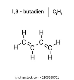 Chemical Structure Of 1,3 - Butadiene (C4H6)