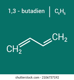 Chemical Structure Of 1,3 - Butadiene (C4H6)