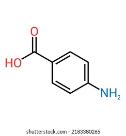 chemical structure of 4-Aminobenzoic acid (C7H7NO2)