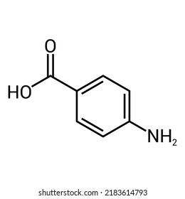 chemical structure of 4-Aminobenzoic acid (C7H7NO2)