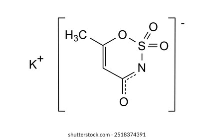 Estrutura química do acessulfame de potássio, substância medicamentosa