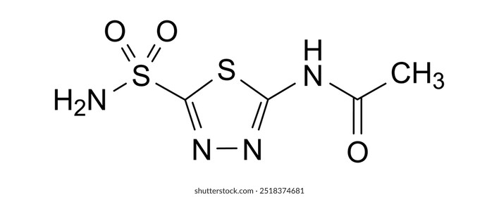 Estrutura química da acetazolamida, substância medicamentosa