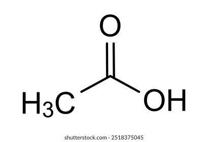 Estrutura química do ácido acético, substância medicamentosa