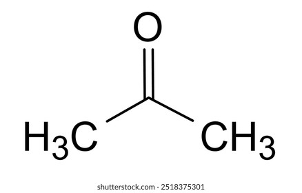 Estrutura química da acetona, substância medicamentosa