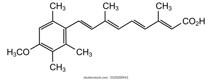 Estrutura química da acitretina, substância medicamentosa