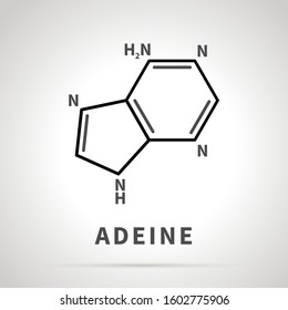 Chemical structure of Adeine, one of the four main nucleobases, simple icon