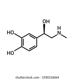 Chemical Structure Of Adrenaline (C9H13NO3)