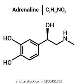 Chemical Structure Of Adrenaline (C9H13NO3)