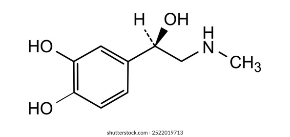 Estrutura química da adrenalina, substância medicamentosa