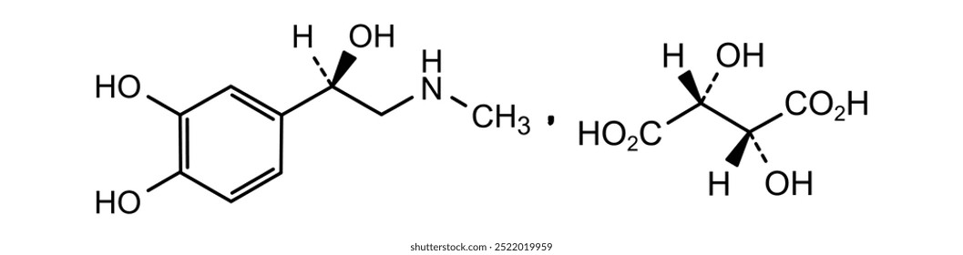 Estrutura química do tartarato de adrenalina, substância medicamentosa