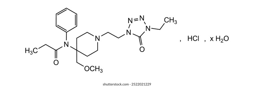 Estrutura química do cloridrato de alfentanilo hidratado, substância medicamentosa