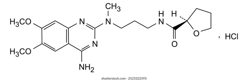 Estrutura química do cloridrato de alfuzosina, substância medicamentosa