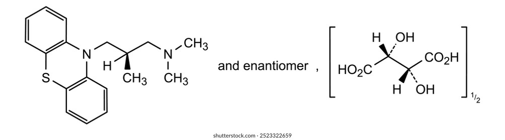 Estrutura química do hemitartrato de alimemazina, substância medicamentosa