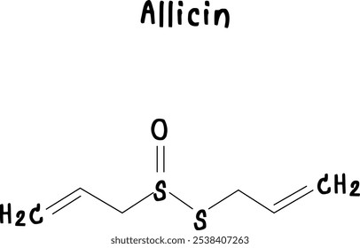 estrutura química da alicina no fundo de transparência