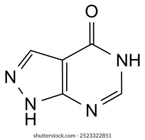 Estrutura química do alopurinol, substância medicamentosa