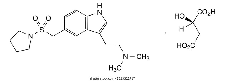 Estrutura química do malato de almotriptano, substância medicamentosa