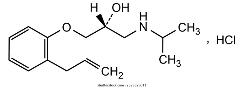 Estrutura química do cloridrato de alprenolol, substância medicamentosa