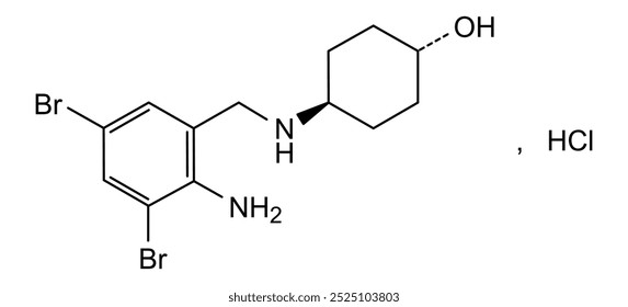 Estrutura química do cloridrato de ambroxol, substância medicamentosa