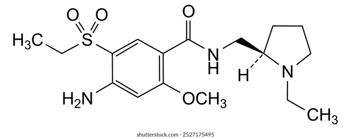 Estrutura química da amisulprida, substância medicamentosa