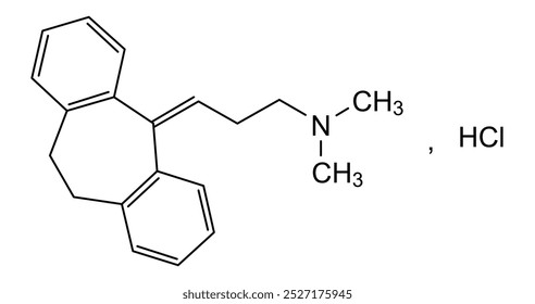 Estrutura química do cloridrato de amitriptilina, substância medicamentosa