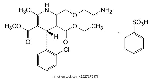 Estrutura química do besilato de amlodipina, substância medicamentosa