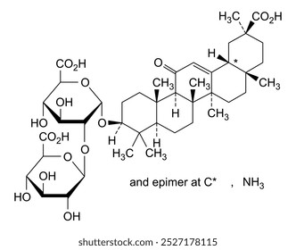 Estrutura química do glicirrizato de amônio, substância medicamentosa