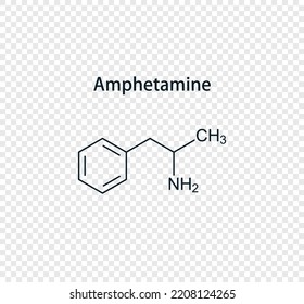 Chemical structure of amphetamine. Vector illustration isolated on transparent background.