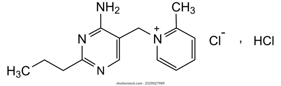 Estrutura química do cloridrato de amprolium para uso veterinário, substância medicamentosa