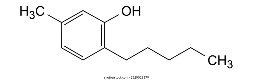 Estrutura química do amilmetacresol, substância medicamentosa