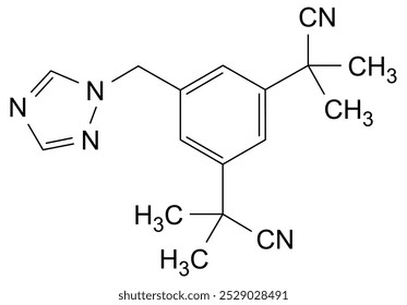 Estrutura química do anastrozol, substância medicamentosa