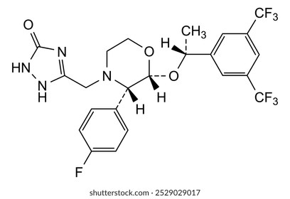 Estrutura química do aprepitant, substância medicamentosa