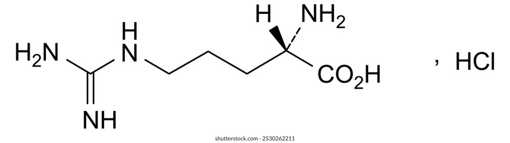 Estrutura química do cloridrato de arginina, substância medicamentosa